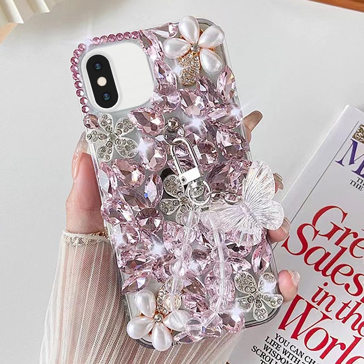 Handmade Butterfly Diamond Inlay PC Phone Case, For iPhone 12 mini, For iPhone 11 Pro Max, For iPhone 11, For iPhone 11 Pro, For iPhone XR, For iPhone XS Max, For iPhone SE 2022 /  7 / 8, For iPhone X / XS, For iPhone 7 Plus / 8 Plus