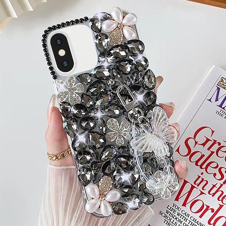 Handmade Butterfly Diamond Inlay PC Phone Case, For iPhone 12 mini, For iPhone 11 Pro Max, For iPhone 11, For iPhone 11 Pro, For iPhone XR, For iPhone XS Max, For iPhone SE 2022 /  7 / 8, For iPhone X / XS, For iPhone 7 Plus / 8 Plus