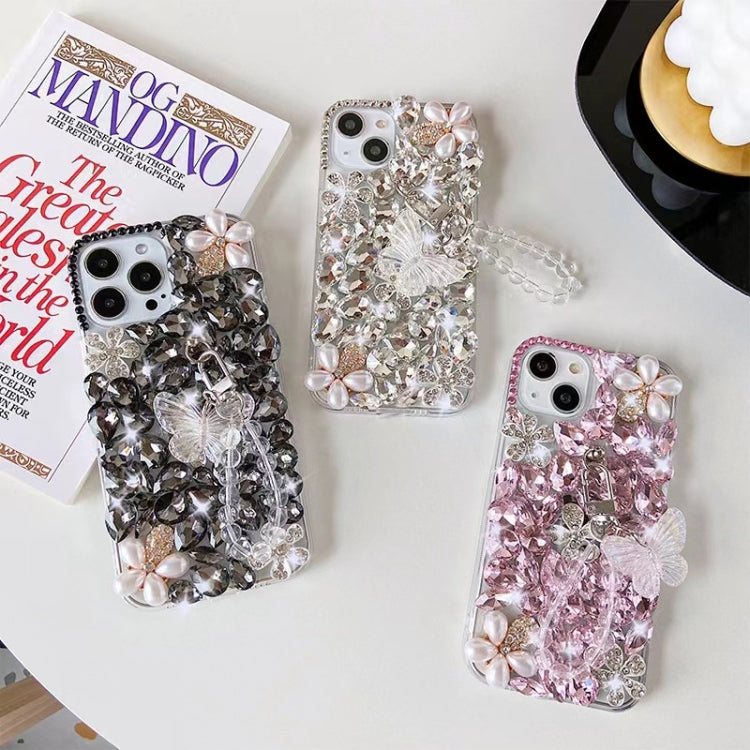 Handmade Butterfly Diamond Inlay PC Phone Case, For iPhone 12 mini, For iPhone 11 Pro Max, For iPhone 11, For iPhone 11 Pro, For iPhone XR, For iPhone XS Max, For iPhone SE 2022 /  7 / 8, For iPhone X / XS, For iPhone 7 Plus / 8 Plus