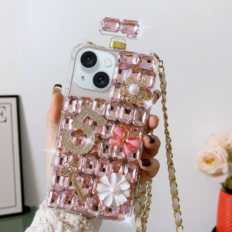 Crossbody Perfume Bottle Handmade Inlaid Diamond PC Phone Case, For iPhone 16 Pro Max, For iPhone 16 Pro, For iPhone 16 Plus, For iPhone 16, For iPhone 15 Pro Max, For iPhone 15 Pro, For iPhone 15 Plus, For iPhone 15