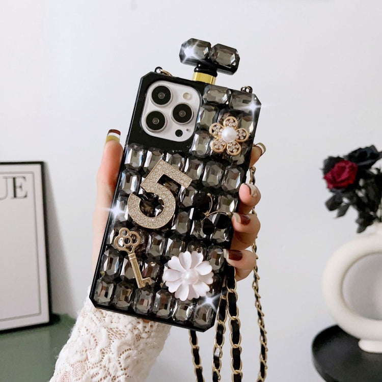 Crossbody Perfume Bottle Handmade Inlaid Diamond PC Phone Case, For iPhone 14 Plus, For iPhone 14, For iPhone 14 Pro, For iPhone 14 Pro Max, For iPhone 13 Pro Max, For iPhone 13 Pro, For iPhone 13, For iPhone 13 mini