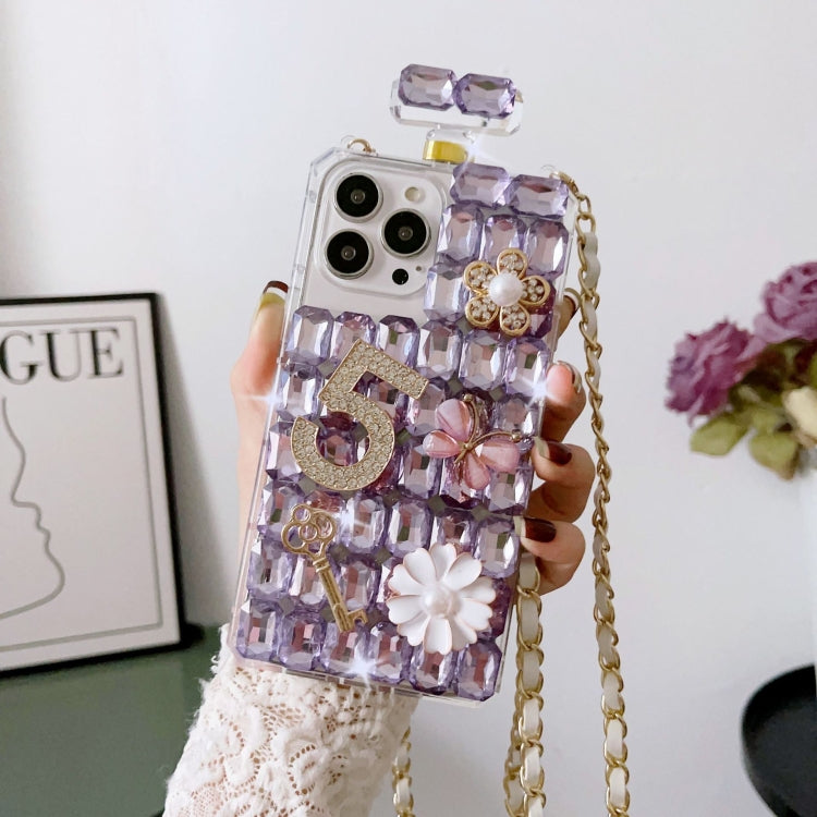 Crossbody Perfume Bottle Handmade Inlaid Diamond PC Phone Case, For iPhone 14 Plus, For iPhone 14, For iPhone 14 Pro, For iPhone 14 Pro Max, For iPhone 13 Pro Max, For iPhone 13 Pro, For iPhone 13, For iPhone 13 mini