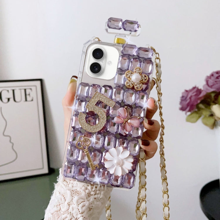 Crossbody Perfume Bottle Handmade Inlaid Diamond PC Phone Case, For iPhone 16 Pro Max, For iPhone 16 Pro, For iPhone 16 Plus, For iPhone 16, For iPhone 15 Pro Max, For iPhone 15 Pro, For iPhone 15 Plus, For iPhone 15