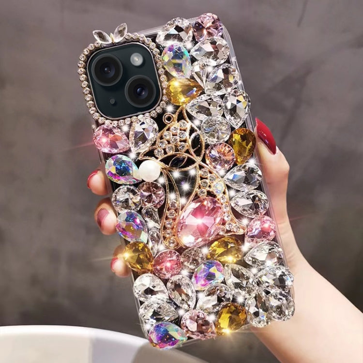 Handmade Bling Rhinestone Gemstone Fox PC Phone Case, For iPhone 16e, For iPhone 16 Pro Max, For iPhone 16 Pro, For iPhone 16 Plus, For iPhone 16, For iPhone 15 Pro Max, For iPhone 15 Pro, For iPhone 15 Plus