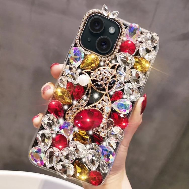 Handmade Bling Rhinestone Gemstone Fox PC Phone Case, For iPhone 15, For iPhone 14 Plus, For iPhone 14, For iPhone 14 Pro, For iPhone 14 Pro Max, For iPhone 13 Pro Max, For iPhone 13 Pro, For iPhone 13