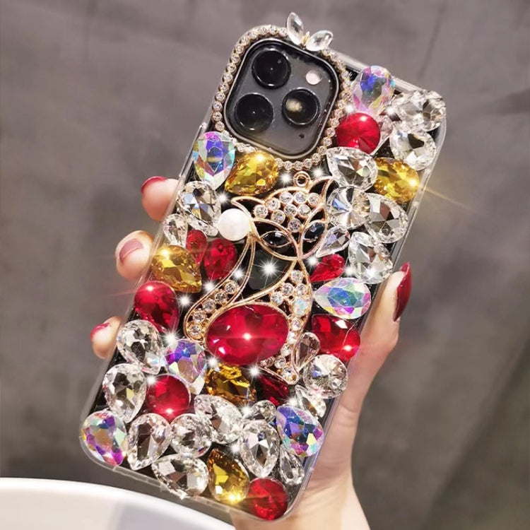 Handmade Bling Rhinestone Gemstone Fox PC Phone Case, For iPhone 15, For iPhone 14 Plus, For iPhone 14, For iPhone 14 Pro, For iPhone 14 Pro Max, For iPhone 13 Pro Max, For iPhone 13 Pro, For iPhone 13