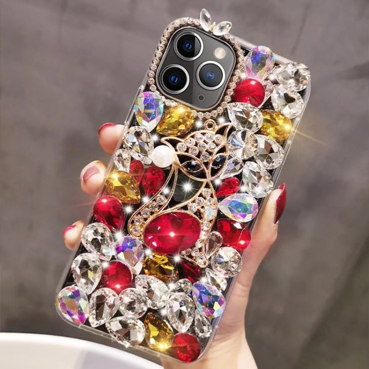 Handmade Bling Rhinestone Gemstone Fox PC Phone Case, For iPhone 13 mini, For iPhone 12, For iPhone 12 Pro Max, For iPhone 12 Pro, For iPhone 12 mini, For iPhone 11 Pro Max, For iPhone 11, For iPhone 11 Pro