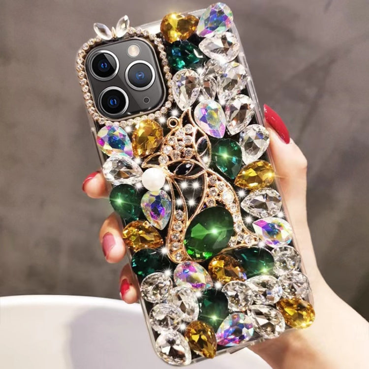 Handmade Bling Rhinestone Gemstone Fox PC Phone Case, For iPhone 13 mini, For iPhone 12, For iPhone 12 Pro Max, For iPhone 12 Pro, For iPhone 12 mini, For iPhone 11 Pro Max, For iPhone 11, For iPhone 11 Pro