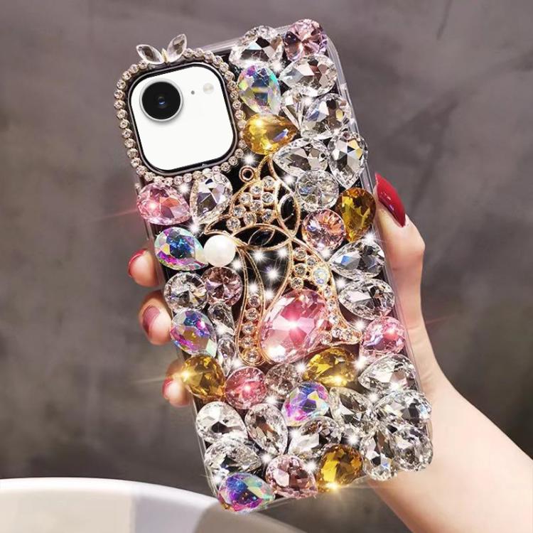 Handmade Bling Rhinestone Gemstone Fox PC Phone Case, For iPhone 16e, For iPhone 16 Pro Max, For iPhone 16 Pro, For iPhone 16 Plus, For iPhone 16, For iPhone 15 Pro Max, For iPhone 15 Pro, For iPhone 15 Plus