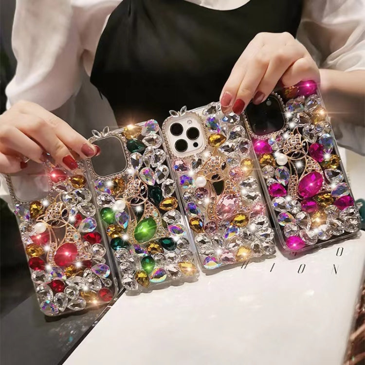 Handmade Bling Rhinestone Gemstone Fox PC Phone Case, For iPhone 16e, For iPhone 16 Pro Max, For iPhone 16 Pro, For iPhone 16 Plus, For iPhone 16, For iPhone 15 Pro Max, For iPhone 15 Pro, For iPhone 15 Plus