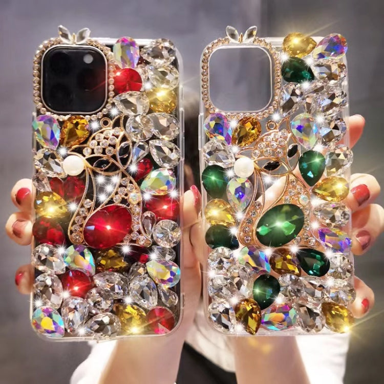 Handmade Bling Rhinestone Gemstone Fox PC Phone Case, For iPhone 16e, For iPhone 16 Pro Max, For iPhone 16 Pro, For iPhone 16 Plus, For iPhone 16, For iPhone 15 Pro Max, For iPhone 15 Pro, For iPhone 15 Plus