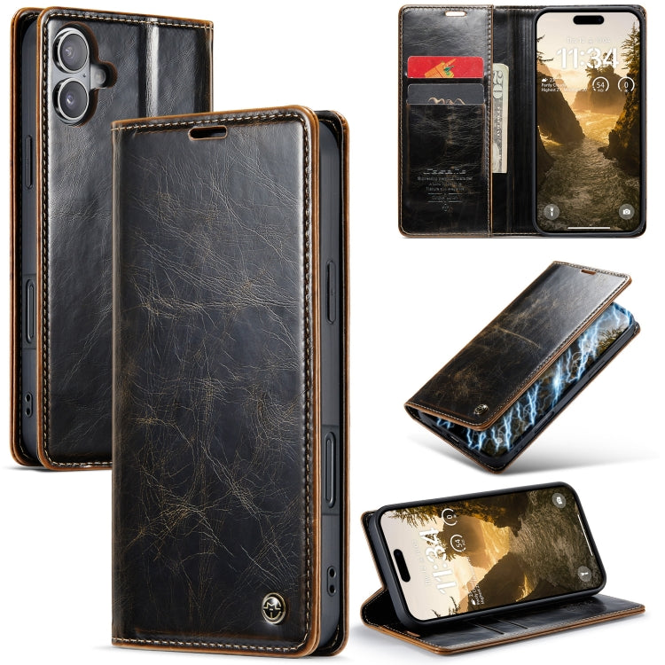 CaseMe 003 Crazy Horse Texture Flip Leather Phone Case, For iPhone 16 Pro Max, For iPhone 16 Pro, For iPhone 16 Plus, For iPhone 16