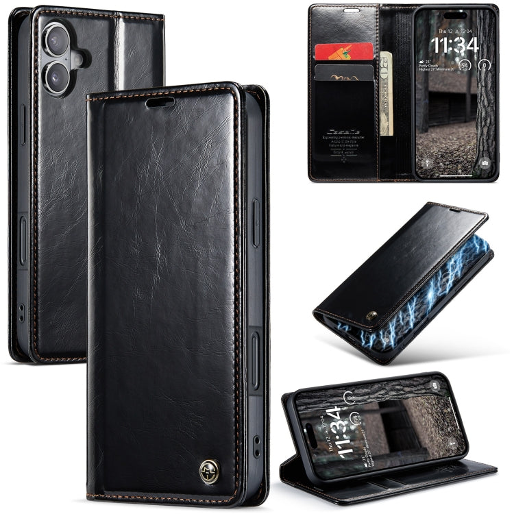 CaseMe 003 Crazy Horse Texture Flip Leather Phone Case, For iPhone 16 Pro Max, For iPhone 16 Pro, For iPhone 16 Plus, For iPhone 16