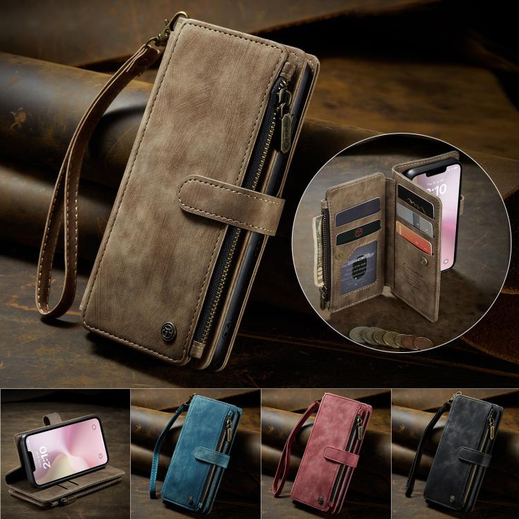 CaseMe C30 Card Slots Zipper Wallet Leather Phone Case, For iPhone 16e, For iPhone 16 Pro Max, For iPhone 16 Pro, For iPhone 16 Plus, For iPhone 16