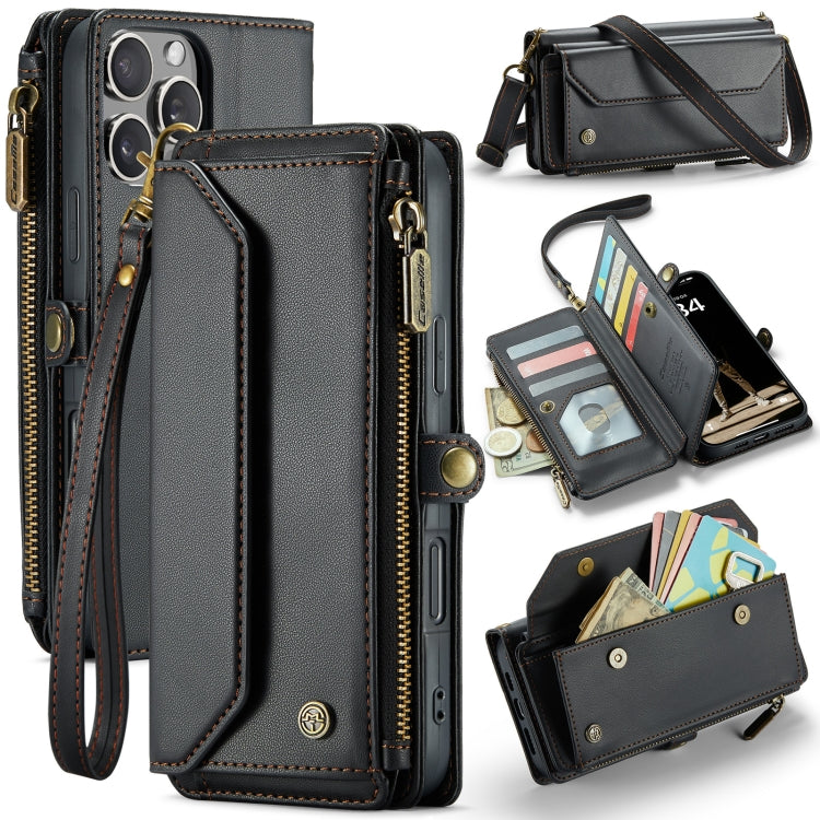 CaseMe C36 Card Slots Zipper Wallet RFID Anti-theft Leather Phone Case, For iPhone 16e, For iPhone 16 Pro Max, For iPhone 16 Pro, For iPhone 16 Plus, For iPhone 16