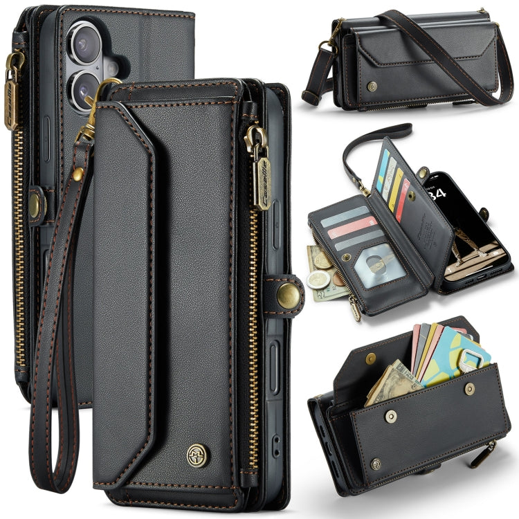 CaseMe C36 Card Slots Zipper Wallet RFID Anti-theft Leather Phone Case, For iPhone 16e, For iPhone 16 Pro Max, For iPhone 16 Pro, For iPhone 16 Plus, For iPhone 16