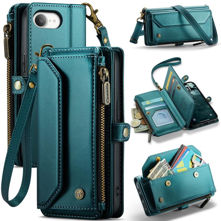 CaseMe C36 Card Slots Zipper Wallet RFID Anti-theft Leather Phone Case, For iPhone 16e, For iPhone 16 Pro Max, For iPhone 16 Pro, For iPhone 16 Plus, For iPhone 16