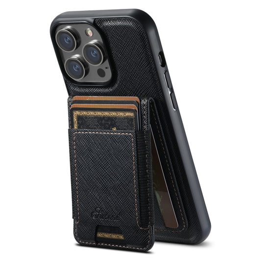 Suteni H17 Cross Grain Leather MagSafe Detachable Wallet Phone Case, For iPhone 16 Pro Max, For iPhone 16 Pro, For iPhone 16 Plus, For iPhone 16, For iPhone 15 Pro Max, For iPhone 15 Pro, For iPhone 15 Plus, For iPhone 15, For iPhone 14 Plus