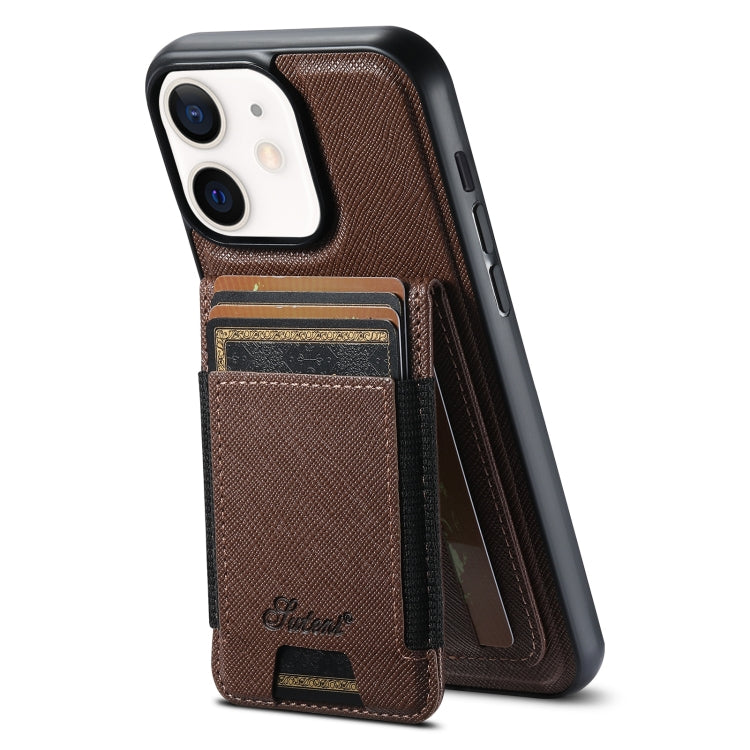 Suteni H17 Cross Grain Leather MagSafe Detachable Wallet Phone Case, For iPhone 14 Pro, For iPhone 14 Pro Max, For iPhone 13 Pro Max, For iPhone 13 Pro, For iPhone 13, For iPhone 12, For iPhone 12 Pro Max, For iPhone 12 Pro