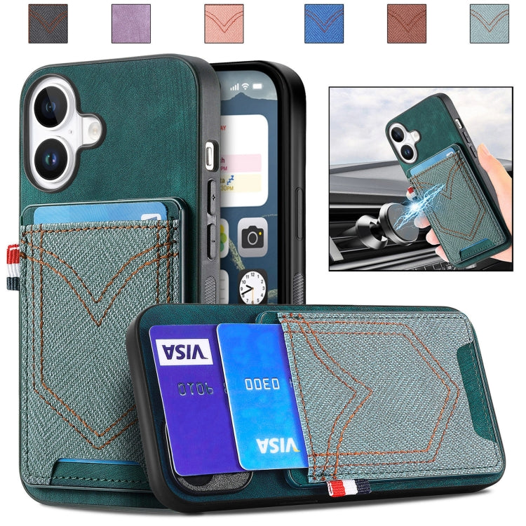 Denim Texture Leather Skin Phone Case with Card Slot, For iPhone 16 Pro Max, For iPhone 16 Pro, For iPhone 16 Plus, For iPhone 16, iPhone 16e