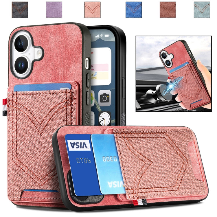 Denim Texture Leather Skin Phone Case with Card Slot, For iPhone 16 Pro Max, For iPhone 16 Pro, For iPhone 16 Plus, For iPhone 16, iPhone 16e