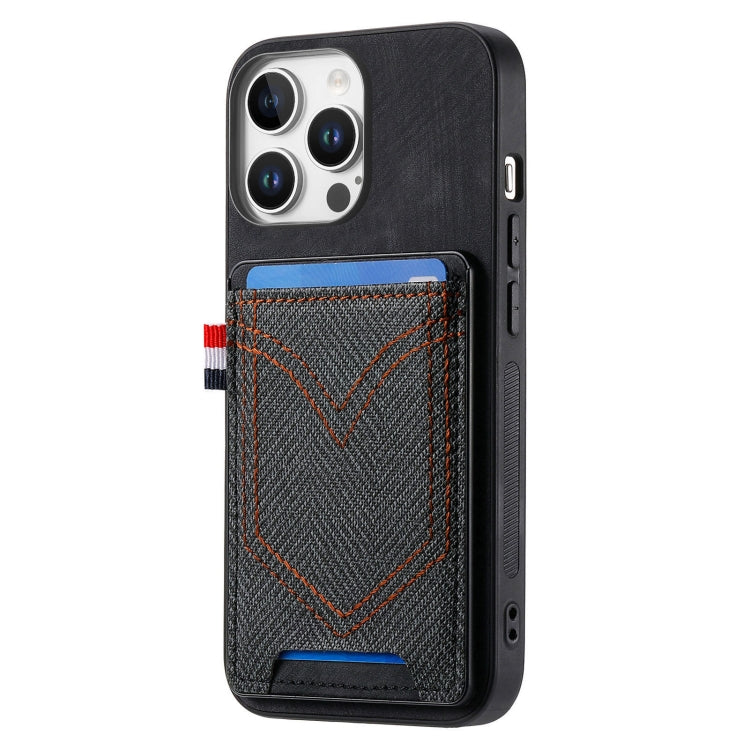 Denim Texture Leather Skin Phone Case with Card Slot, For iPhone 16 Pro Max, For iPhone 16 Pro, For iPhone 16 Plus, For iPhone 16, iPhone 16e