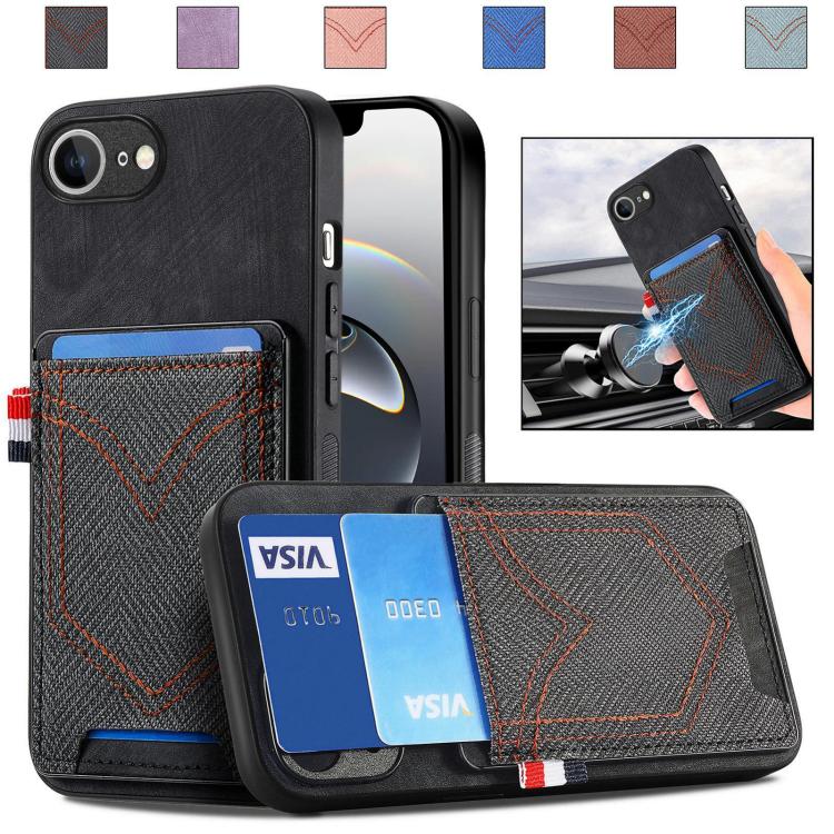 Denim Texture Leather Skin Phone Case with Card Slot, For iPhone 16 Pro Max, For iPhone 16 Pro, For iPhone 16 Plus, For iPhone 16, iPhone 16e