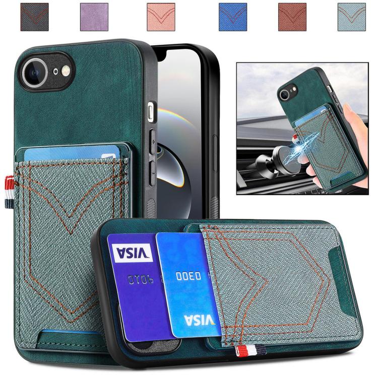 Denim Texture Leather Skin Phone Case with Card Slot, For iPhone 16 Pro Max, For iPhone 16 Pro, For iPhone 16 Plus, For iPhone 16, iPhone 16e