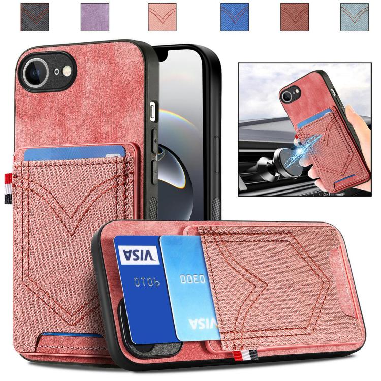 Denim Texture Leather Skin Phone Case with Card Slot, For iPhone 16 Pro Max, For iPhone 16 Pro, For iPhone 16 Plus, For iPhone 16, iPhone 16e