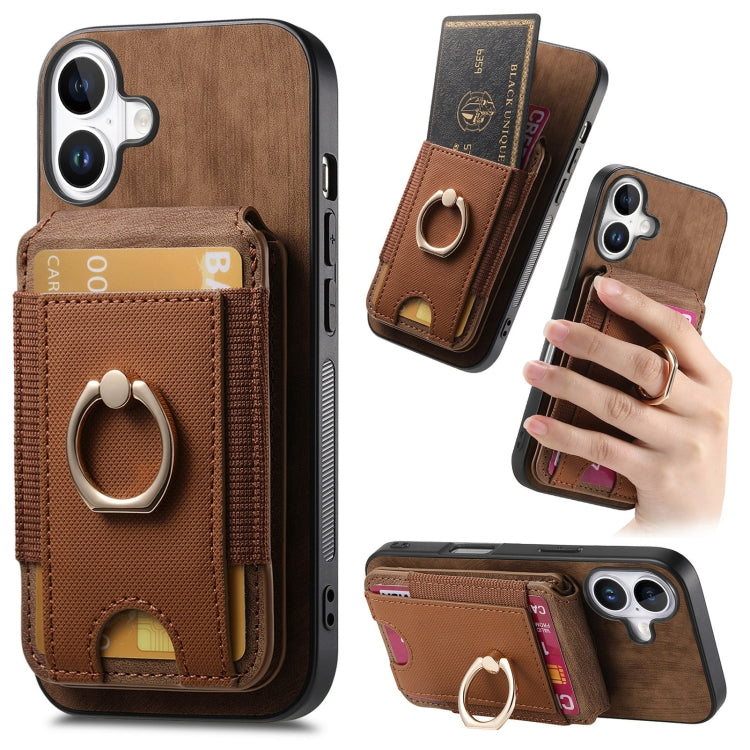 Retro Splitable Magnetic Stand Card Bag Leather Phone Case, For iPhone 16 Pro Max, For iPhone 16 Pro, For iPhone 16 Plus, For iPhone 16, iPhone 16e