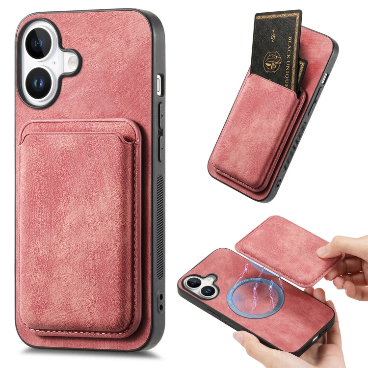 Retro Leather Card Bag Magnetic Phone Case, For iPhone 16 Pro Max, For iPhone 16 Pro, For iPhone 16 Plus, For iPhone 16, iPhone 16e