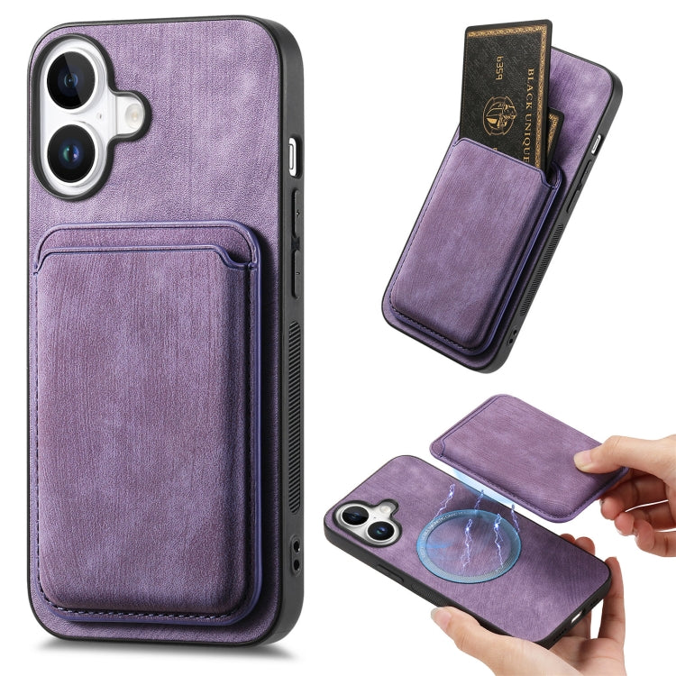 Retro Leather Card Bag Magnetic Phone Case, For iPhone 16 Pro Max, For iPhone 16 Pro, For iPhone 16 Plus, For iPhone 16, iPhone 16e