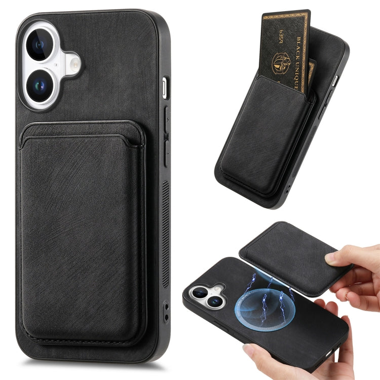 Retro Leather Card Bag Magnetic Phone Case, For iPhone 16 Pro Max, For iPhone 16 Pro, For iPhone 16 Plus, For iPhone 16, iPhone 16e