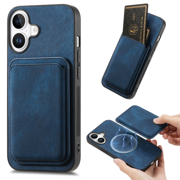 Retro Leather Card Bag Magnetic Phone Case, For iPhone 16 Pro Max, For iPhone 16 Pro, For iPhone 16 Plus, For iPhone 16, iPhone 16e