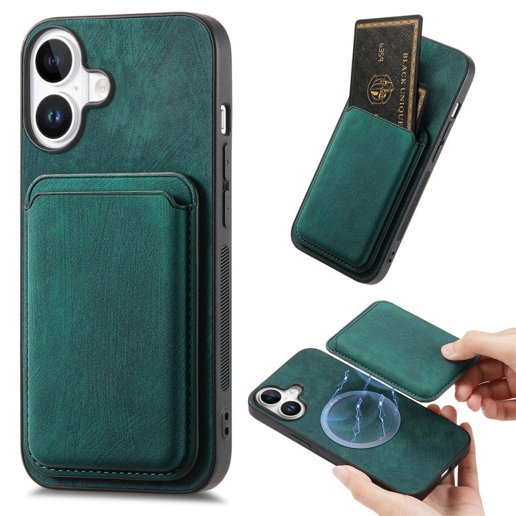 Retro Leather Card Bag Magnetic Phone Case, For iPhone 16 Pro Max, For iPhone 16 Pro, For iPhone 16 Plus, For iPhone 16, iPhone 16e