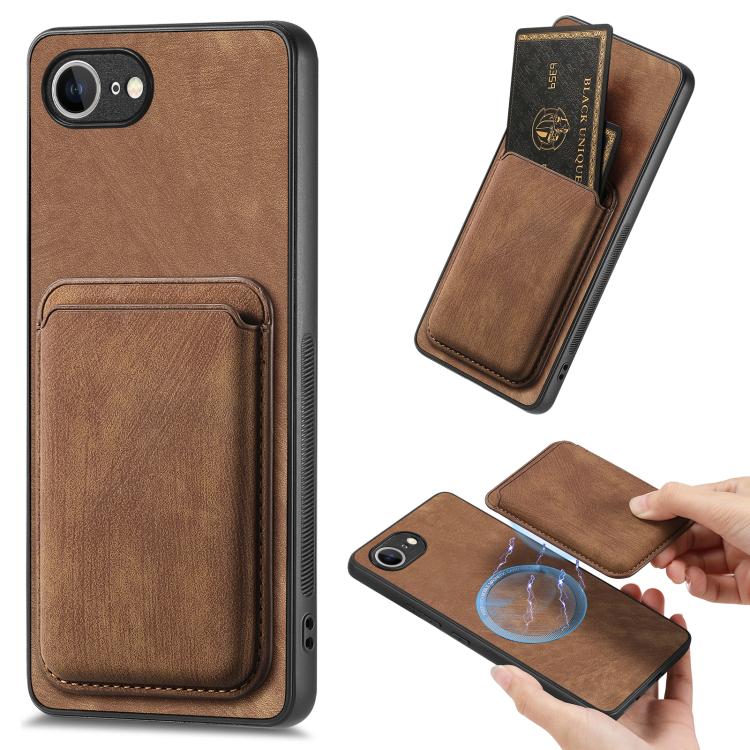 Retro Leather Card Bag Magnetic Phone Case, For iPhone 16 Pro Max, For iPhone 16 Pro, For iPhone 16 Plus, For iPhone 16, iPhone 16e