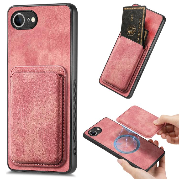 Retro Leather Card Bag Magnetic Phone Case, For iPhone 16 Pro Max, For iPhone 16 Pro, For iPhone 16 Plus, For iPhone 16, iPhone 16e