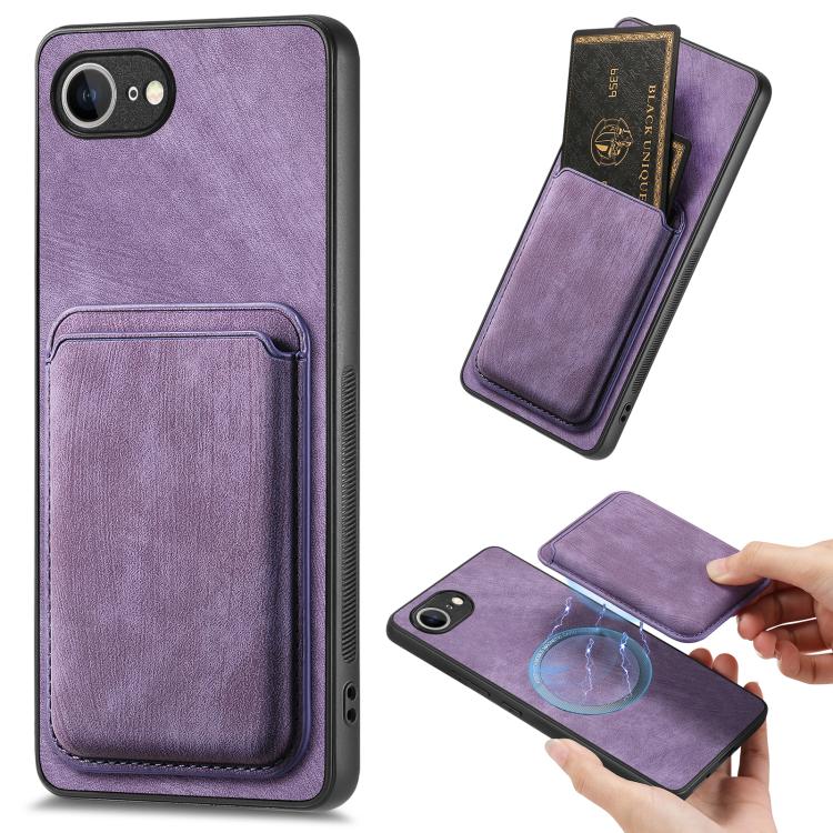 Retro Leather Card Bag Magnetic Phone Case, For iPhone 16 Pro Max, For iPhone 16 Pro, For iPhone 16 Plus, For iPhone 16, iPhone 16e