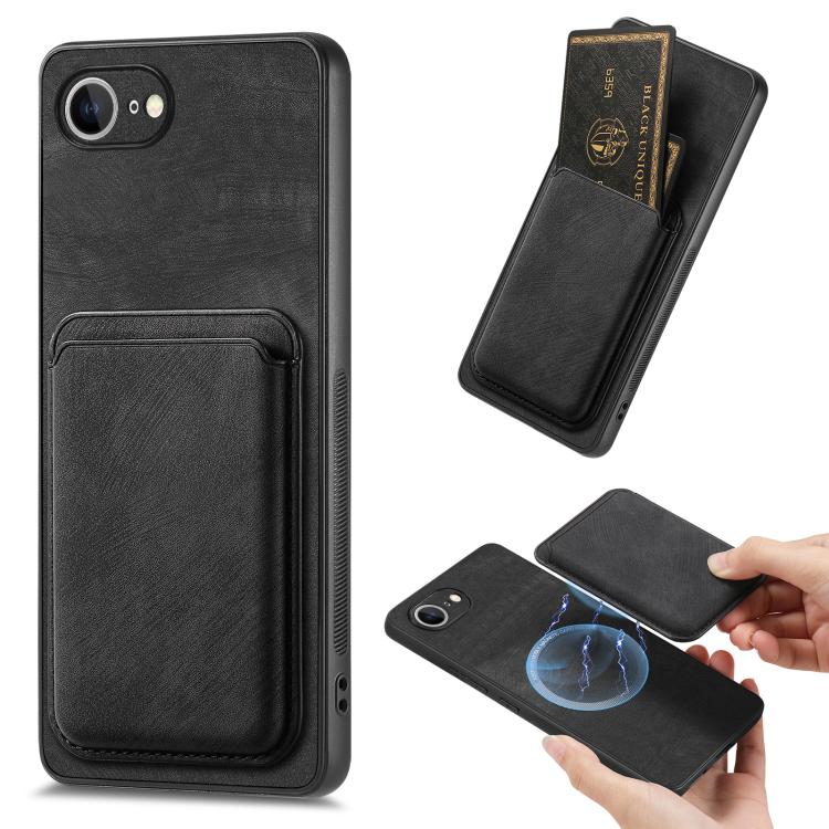 Retro Leather Card Bag Magnetic Phone Case, For iPhone 16 Pro Max, For iPhone 16 Pro, For iPhone 16 Plus, For iPhone 16, iPhone 16e