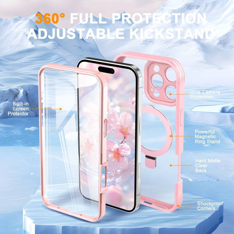 Skin Feel MagSafe Holder 360 Full Body Phone Case, For iPhone 16 Pro Max, For iPhone 16 Pro, For iPhone 16 Plus, For iPhone 16