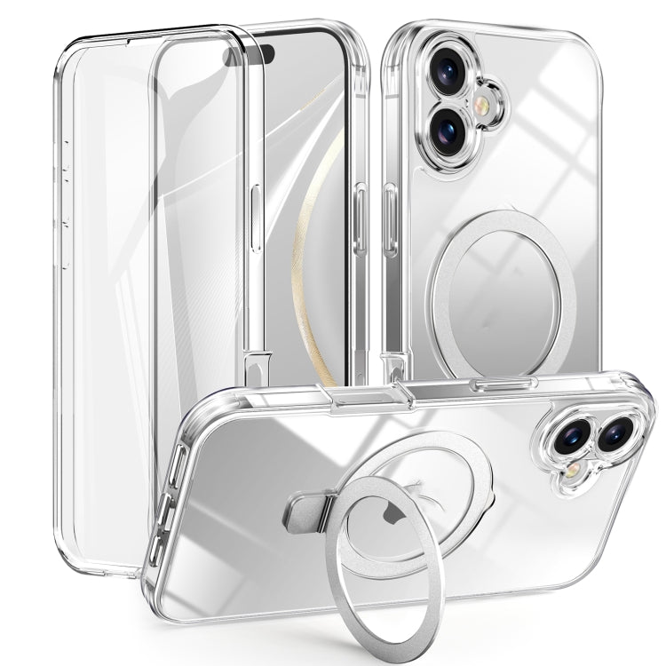 Skin Feel MagSafe Holder 360 Full Body Phone Case, For iPhone 16 Pro Max, For iPhone 16 Pro, For iPhone 16 Plus, For iPhone 16