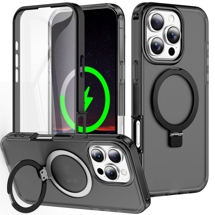 Frosted Skin Feel MagSafe Holder 360 Full Body Phone Case, For iPhone 16 Pro Max, For iPhone 16 Pro, For iPhone 16 Plus, For iPhone 16