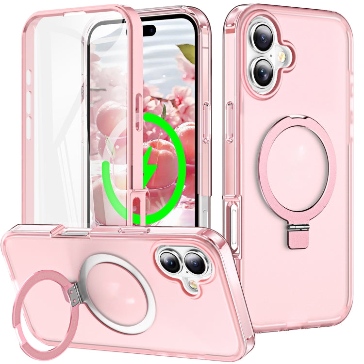 Frosted Skin Feel MagSafe Holder 360 Full Body Phone Case, For iPhone 16 Pro Max, For iPhone 16 Pro, For iPhone 16 Plus, For iPhone 16