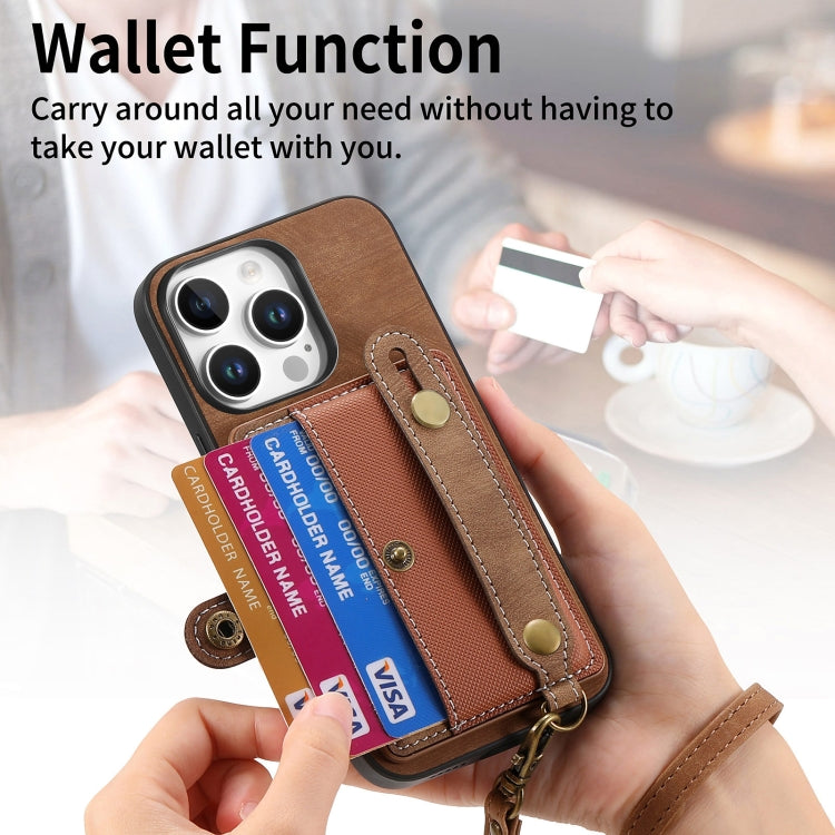 Retro Cross Wristband Wallet Leather Back Phone Case, For iPhone 16 Pro Max, For iPhone 16 Pro, For iPhone 16 Plus, For iPhone 16, iPhone 16e