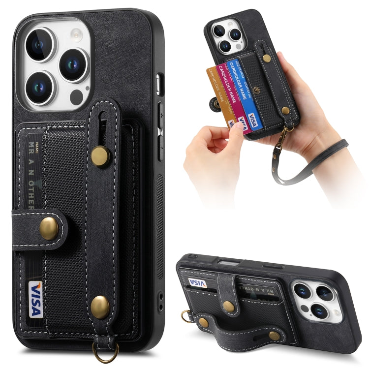 Retro Cross Wristband Wallet Leather Back Phone Case, For iPhone 16 Pro Max, For iPhone 16 Pro, For iPhone 16 Plus, For iPhone 16, iPhone 16e