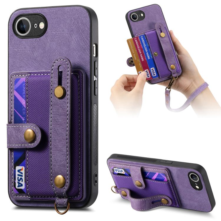 Retro Cross Wristband Wallet Leather Back Phone Case, For iPhone 16 Pro Max, For iPhone 16 Pro, For iPhone 16 Plus, For iPhone 16, iPhone 16e