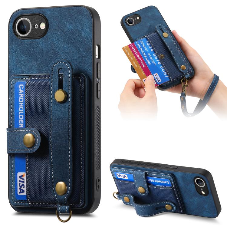 Retro Cross Wristband Wallet Leather Back Phone Case, For iPhone 16 Pro Max, For iPhone 16 Pro, For iPhone 16 Plus, For iPhone 16, iPhone 16e