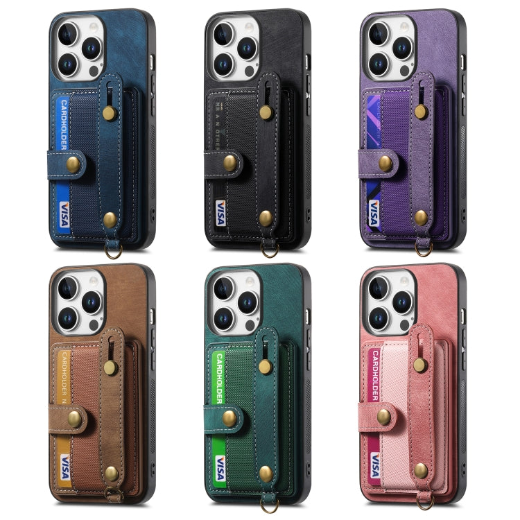 Retro Cross Wristband Wallet Leather Back Phone Case, For iPhone 16 Pro Max, For iPhone 16 Pro, For iPhone 16 Plus, For iPhone 16, iPhone 16e