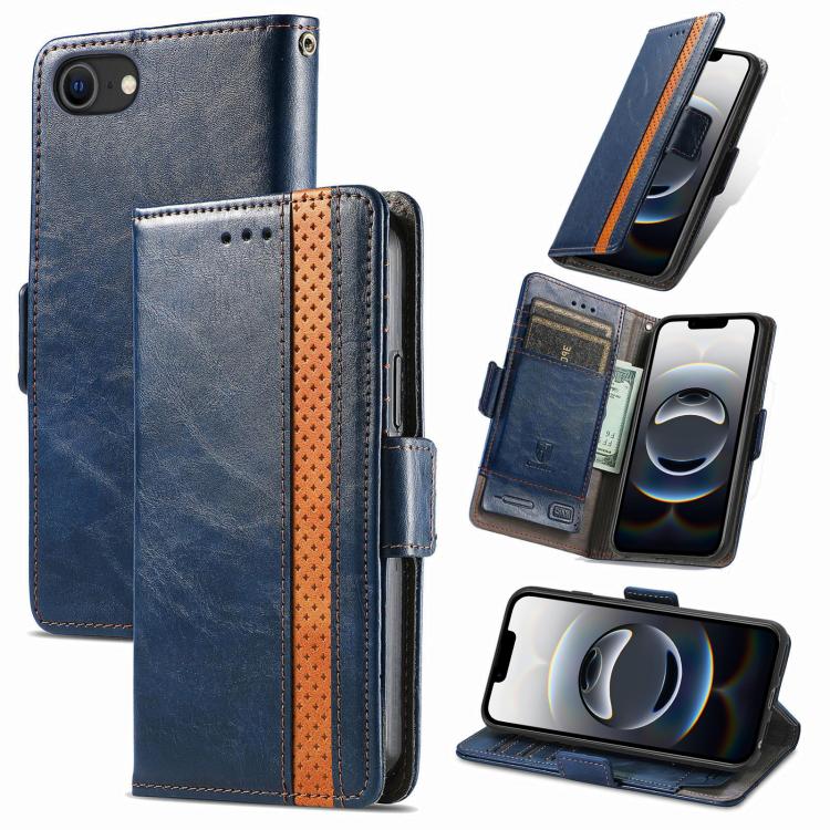 CaseNeo Splicing Dual Magnetic Buckle Leather Phone Case, For iPhone 16 Pro Max, For iPhone 16 Pro, For iPhone 16 Plus, For iPhone 16, iPhone 16e