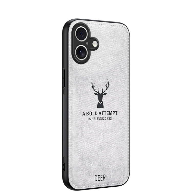 Deer Head Cloth Skin All-inclusive Phone Case, For iPhone 16 Pro Max, For iPhone 16 Pro, For iPhone 16 Plus, For iPhone 16